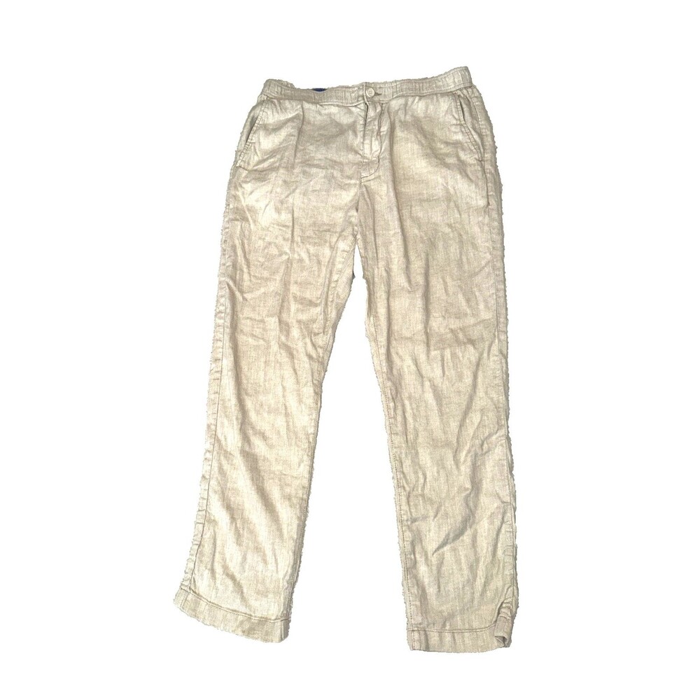 Tommy Bahama Mens Linen Pants Size L 30 Drawstring Straight Leg Beige